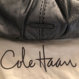 Cole Haan Gunmetal Leather Triple-Zip Handbag